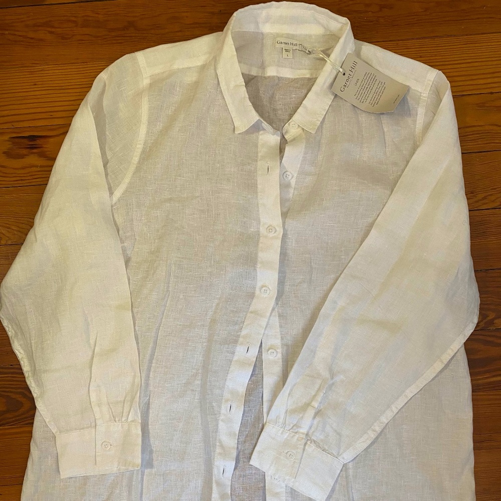 Garnet Hill easy linen tunic with buttons white size large